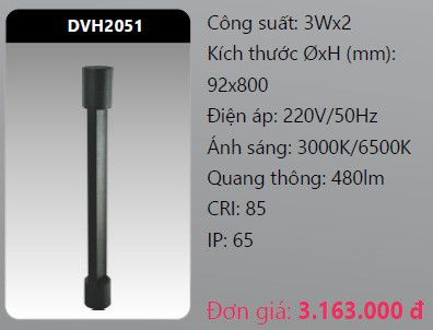 đèn cây sân vườn - đèn trụ sân vườn duhal dvh2051 3w x 2