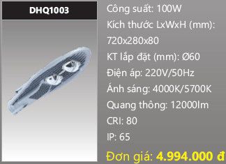  đèn đường led duhal 100w DHQ1003 
