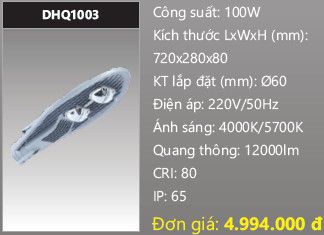 đèn đường led duhal 100w DHQ1003
