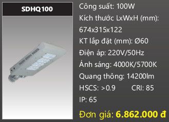  đèn đường led duhal 100w SDHQ100 