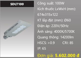 đèn đường led duhal 100w SDLT100