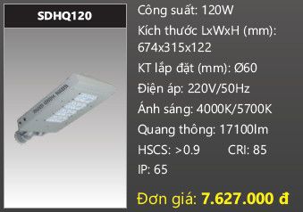  đèn đường led duhal 120w SDHQ120 