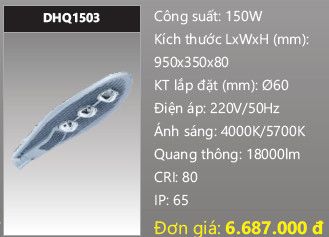  đèn đường led duhal 150w DHQ1503 