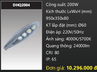  đèn đường led duhal 200w DHQ2004 