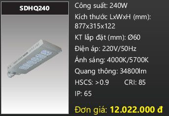  đèn đường led duhal 240w SDHQ240 