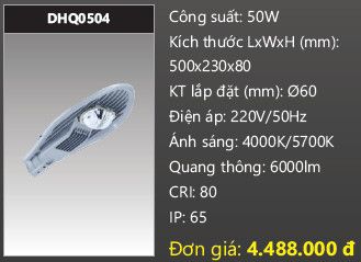  đèn đường led duhal 50w DHQ0504 