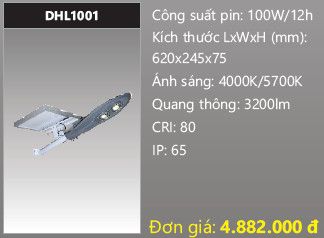  đèn đường năng lượng mặt trời duhal 100w DHL1001 