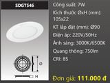  ĐÈN LED ÂM TRẦN DUHAL 7W SDGT546 - LỔ KHOÉT / LỔ CẮT D90 