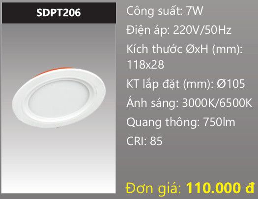  ĐÈN LED ÂM TRẦN DUHAL 6W - SDPT206 / SDPT 206 