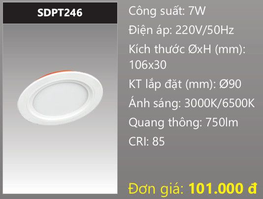  ĐÈN LED ÂM TRẦN DUHAL 6W - SDPT246 / SDPT 246 