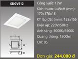  ĐÈN LED ÂM TRẦN VUÔNG DUHAL 12W SDGV512 