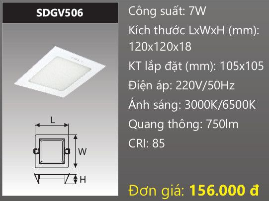  ĐÈN LED ÂM TRẦN VUÔNG DUHAL 7W SDGV507 