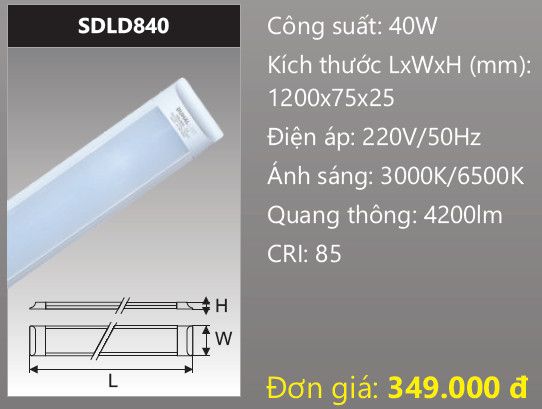  ĐÈN TUÝP LED BÁN NGUYỆT ỐP TRẦN DUHAL SDLD840 / SDLD 840 ( 1M2 / 40W ) 