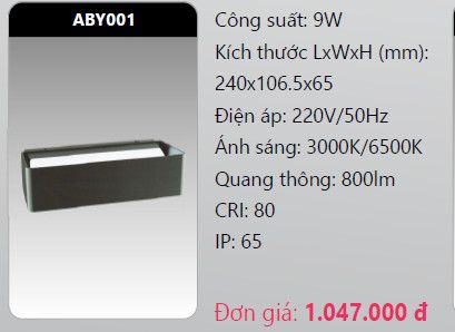  đèn led gắn tường - gắn vách trang trí duhal aby001 