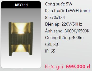  đèn led gắn tường - gắn vách trang trí duhal aby111 5w 