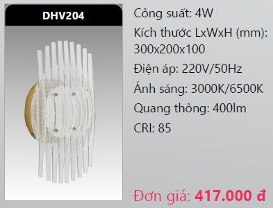  đèn led gắn tường - gắn vách trang trí duhal dhv204 4w 