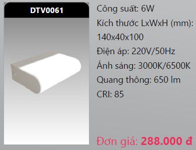  đèn led gắn tường - gắn vách trang trí duhal dtv0061 6w 