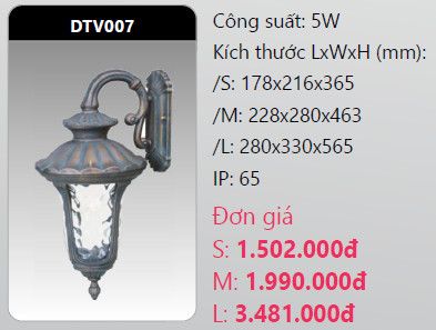  đèn led gắn tường - gắn vách trang trí duhal dtv007 5w 