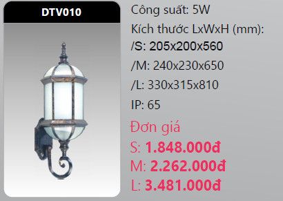  đèn led gắn tường - gắn vách trang trí duhal dtv010 5w 