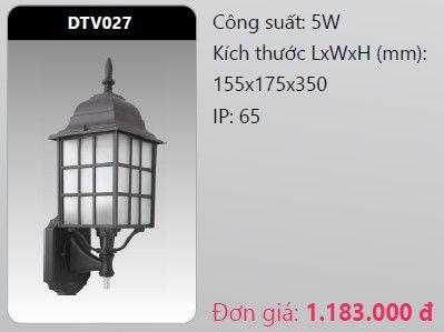  đèn led gắn tường - gắn vách trang trí duhal dtv027 5w 