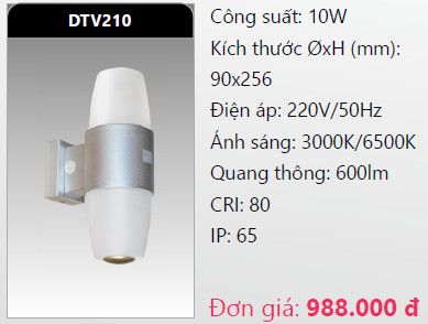  đèn led gắn tường - gắn vách trang trí duhal dtv210 10w 