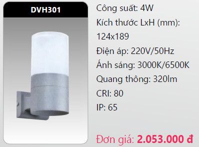  đèn led gắn tường - gắn vách trang trí duhal dvh301 4w 