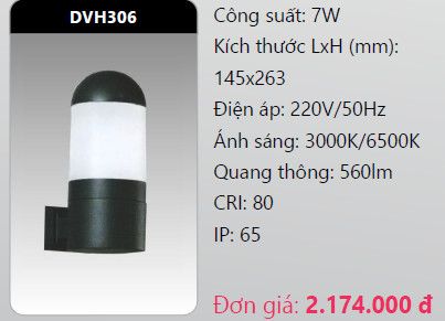  đèn led gắn tường - gắn vách trang trí duhal dvh306 7w 