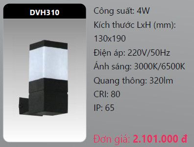  đèn led gắn tường - gắn vách trang trí duhal dvh310 4w 