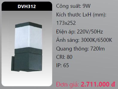  đèn led gắn tường - gắn vách trang trí duhal dvh312 9w 