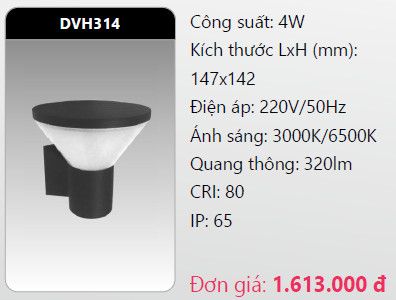  đèn led gắn tường - gắn vách trang trí duhal dvh314 4w 