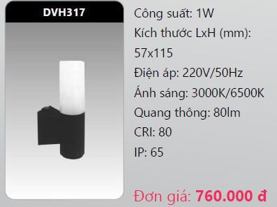 đèn led gắn tường - gắn vách trang trí duhal dvh317 1w