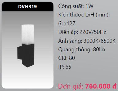  đèn led gắn tường - gắn vách trang trí duhal dvh319 1w 