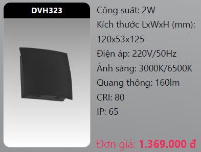  đèn led gắn tường - gắn vách trang trí duhal dvh323 2w 