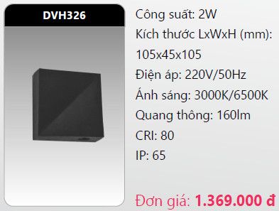  đèn led gắn tường - gắn vách trang trí duhal dvh326 2w 