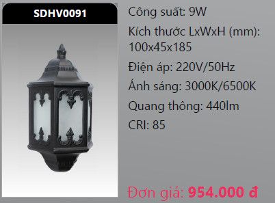  đèn led gắn tường - gắn vách trang trí duhal sdhv0091 led 9w 