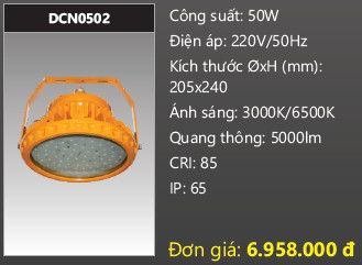 đèn led nhà xưởng công nghiệp chống cháy nổ duhal 50w DCN0502
