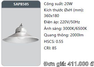 đèn led nhà xưởng duhal 20w sapb505