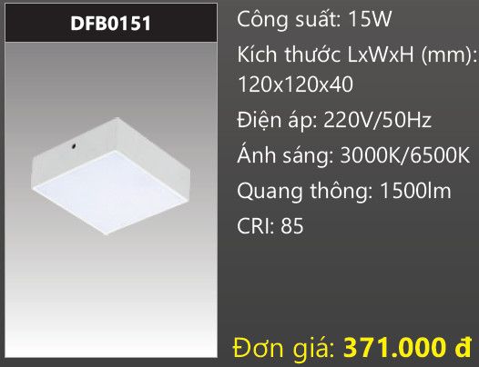  ĐÈN LED ỐP TRẦN TRÀN VIỀN DUHAL 15W DFB0151 