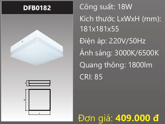  ĐÈN LED ỐP TRẦN TRÀN VIỀN DUHAL 18W DFB0182 