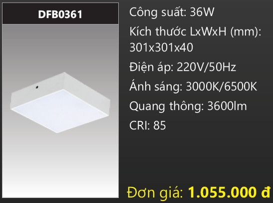 ĐÈN LED ỐP TRẦN TRÀN VIỀN DUHAL 36W DFB0361