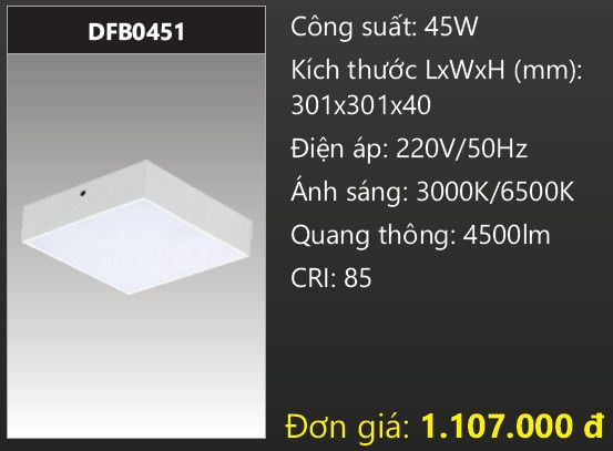  ĐÈN LED ỐP TRẦN TRÀN VIỀN DUHAL 45W DFB0451 