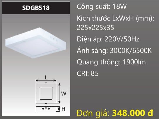 ĐÈN LED ỐP TRẦN DUHAL 18W SDGB518 / SDGB 518