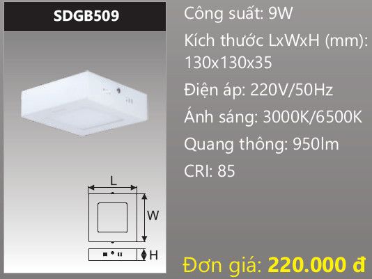  ĐÈN LED ỐP TRẦN DUHAL 9W SDGB509 / SDGB 509 