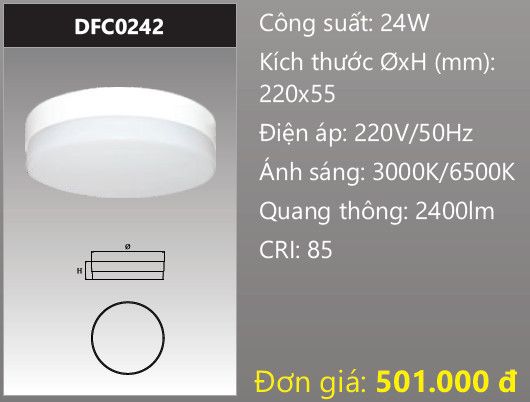  ĐÈN LED ỐP TRẦN TRÀN VIỀN DUHAL 24W DFC0242 