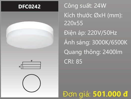  ĐÈN LED ỐP TRẦN TRÀN VIỀN DUHAL 24W DFC0242 