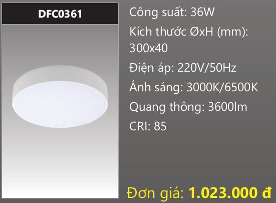  ĐÈN LED ỐP TRẦN TRÀN VIỀN DUHAL 36W DFC0361 