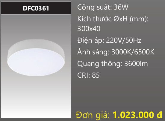 ĐÈN LED ỐP TRẦN TRÀN VIỀN DUHAL 36W DFC0361 