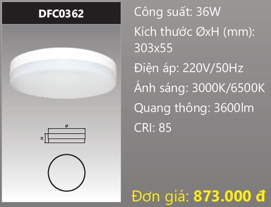  ĐÈN LED ỐP TRẦN TRÀN VIỀN DUHAL 36W DFC0362 
