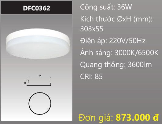 ĐÈN LED ỐP TRẦN TRÀN VIỀN DUHAL 36W DFC0362