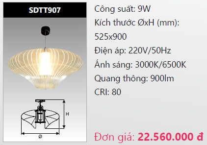  ĐÈN LED TREO THẢ TRANG TRÍ DUHAL SDTT907 LED 9W 